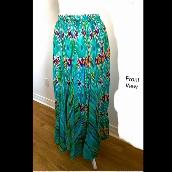 Vintage boho artsy fanning with lines & modern patterns maxi skirt - Picture 12 of 14